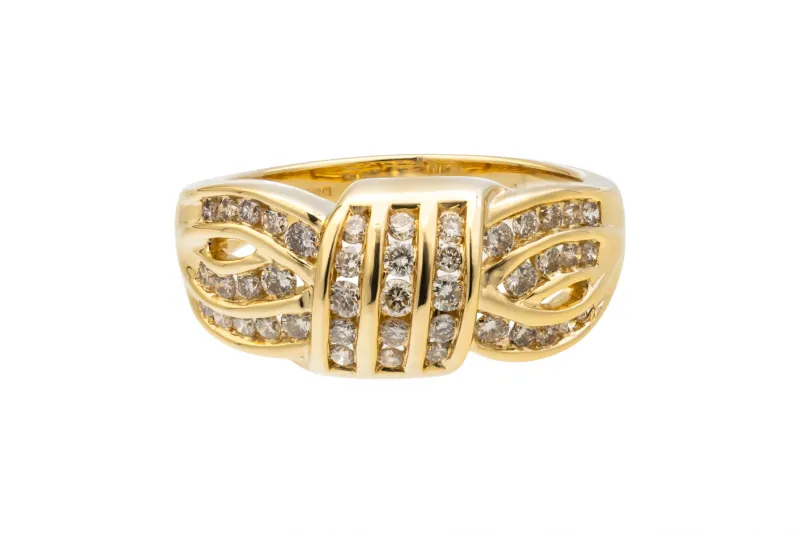 18ct Yellow Gold Diamond Cross Over Ring 1.05ct 10.4g
