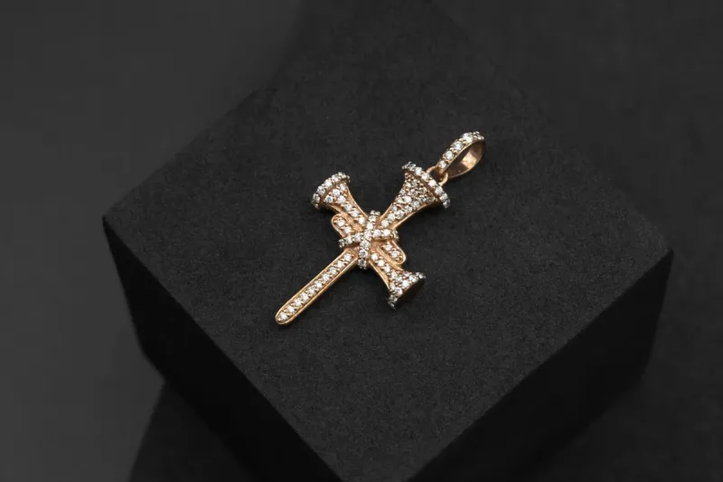 9ct Rose Gold Diamond Cross Pendant 0.45cts