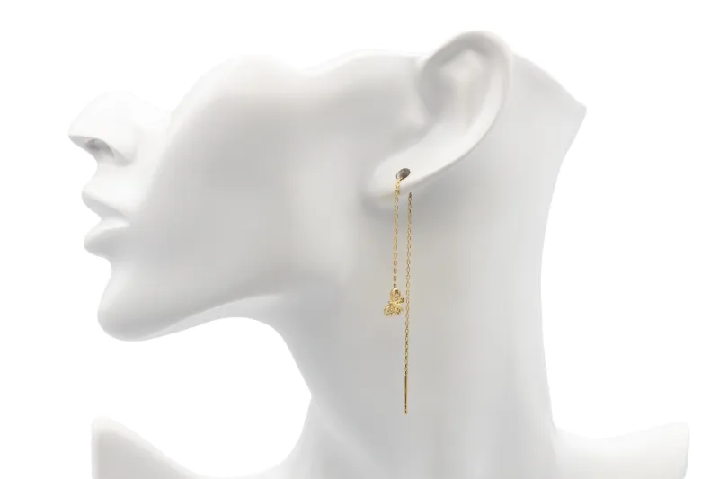 14ct Yellow Gold Pull Through Cubic Zirconia Butterfly Earring 1.26g