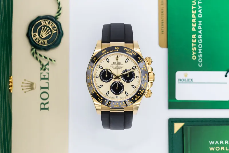 Rolex Daytona 40mm Pikachu 18ct Yellow Gold Black Oysterflex 116518LN 2017