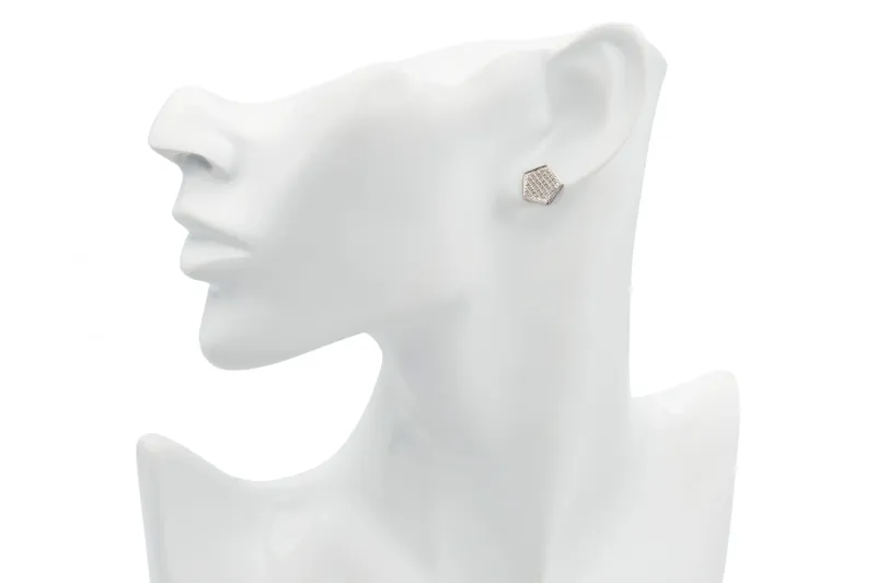 14ct White Gold Diamond Pentagon Stud Earrings 0.20ct