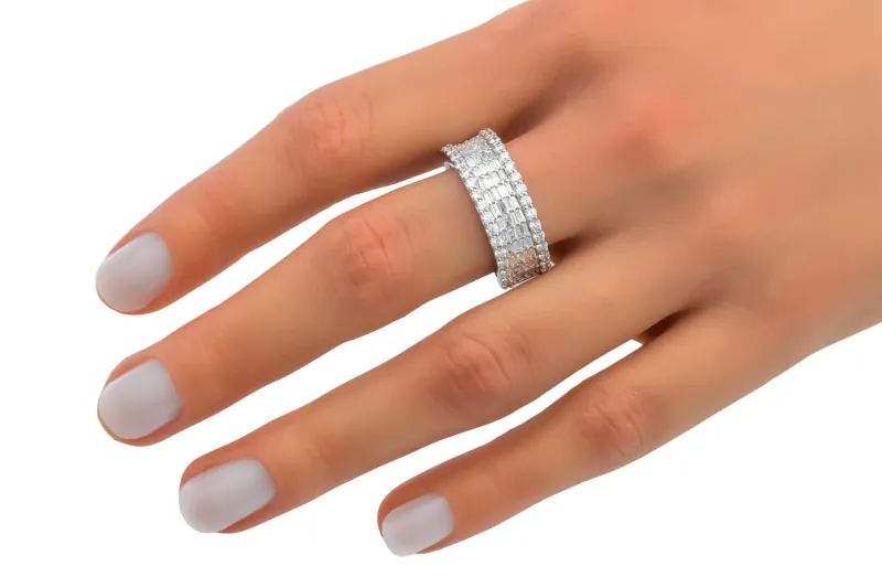 18ct White Gold Baguette Diamond Mens Ring 1.48ct