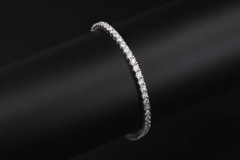 Sterling Silver Lab Grown Brilliant Cut Diamond Tennis Bracelet 4.07ct