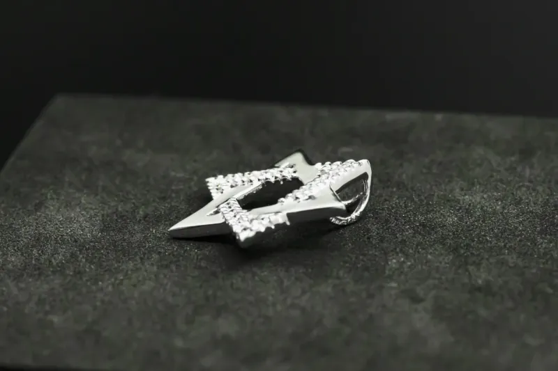 9ct White Gold Diamond Star of David Pendant 0.10ct