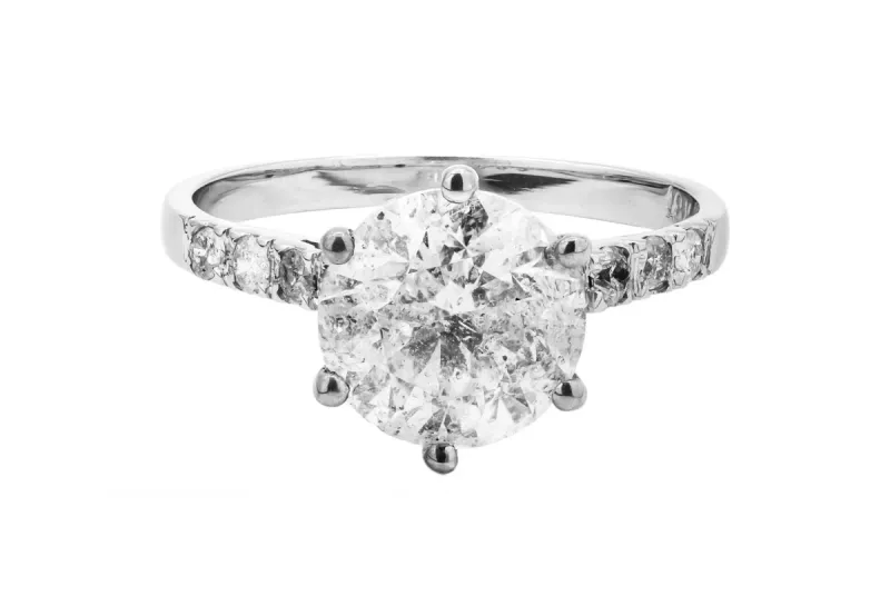 18ct White Gold Round Brilliant Diamond Shoulder Set Engagement Ring 2.65ct