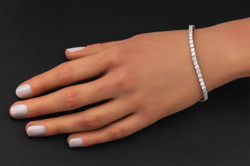 Lab Grown Brilliant Cut Diamond Tennis Bracelet Sterling Silver 5.26ct