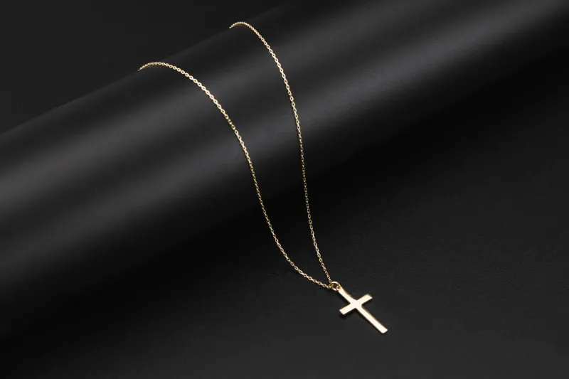 14ct Yellow Gold Cross Necklace 18" 1.75g