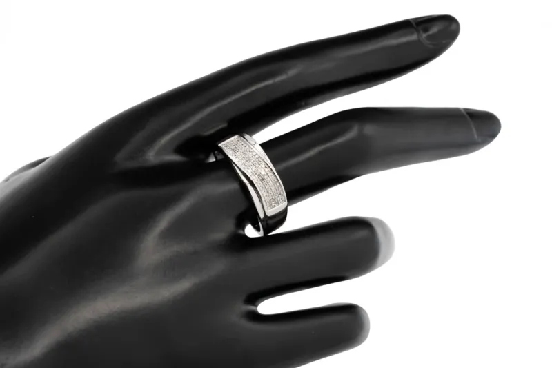 9ct White Gold Mens Diamond Ring 0.76ct