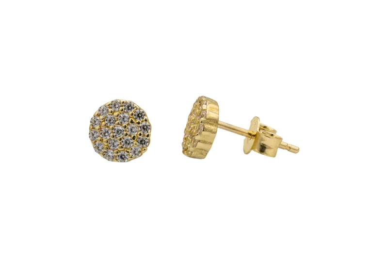 9ct Yellow Gold Cluster Cubic Zirconia Round Stud Earrings 1.5g