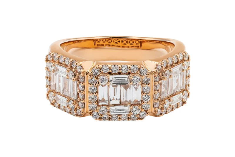 18ct Rose Gold Baguette Diamond Statement Ring 1.87ct