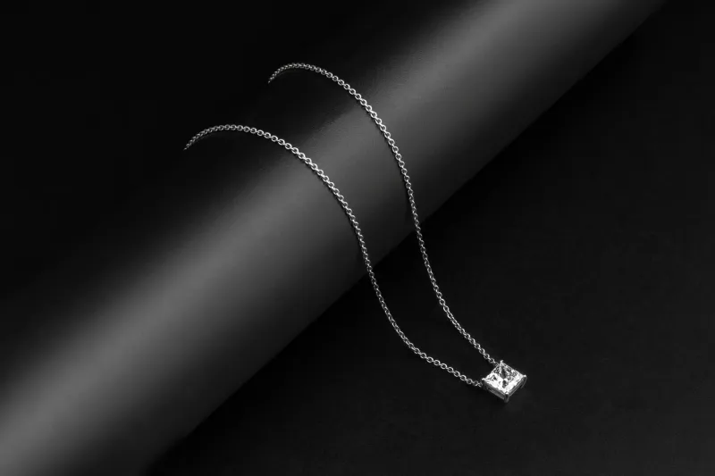 18ct White Gold Princess Cut Lab Diamond Necklace 2.02ct GIA Certified