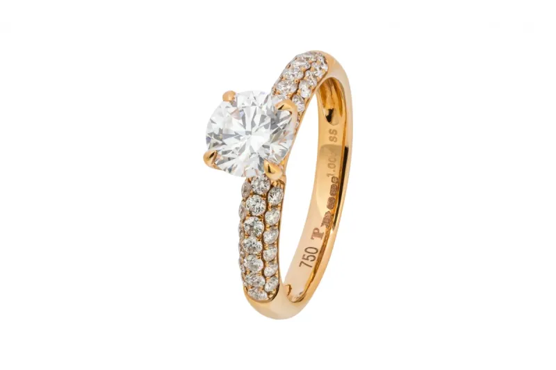 18ct Rose Gold Diamond Engagement Ring 1.27ct D VVS2 GIA Certified 3.2g