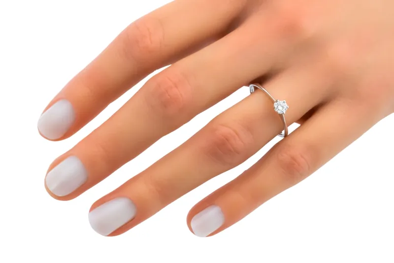 18ct White Gold Classic Diamond Engagement Ring 0.19ct
