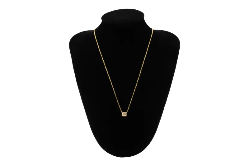 Gold Plated Sterling Silver Lab Grown Emerald Cut Diamond Necklace 0.50ct