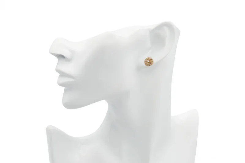 9ct Yellow Gold CZ Cluster Stud Earrings 2g