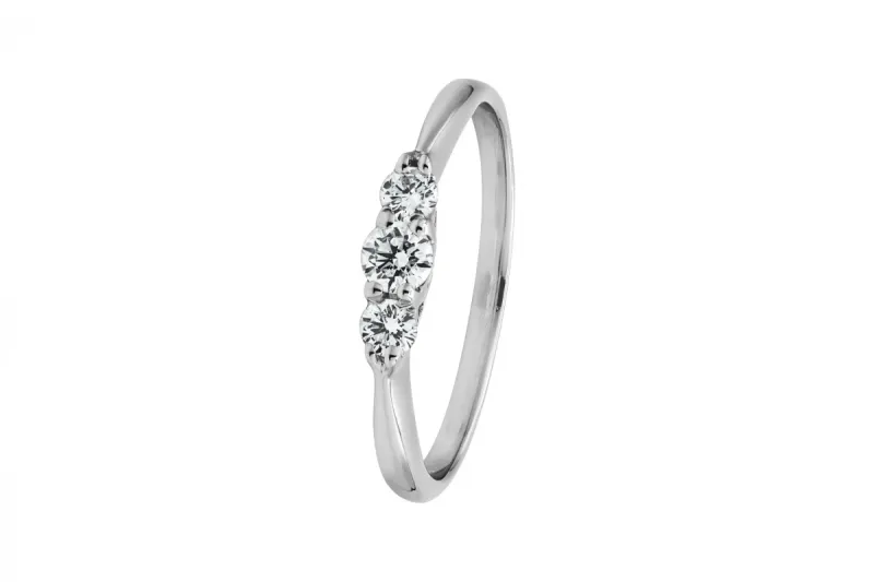 9ct White Gold Diamond Trilogy Engagement Ring 0.25ct
