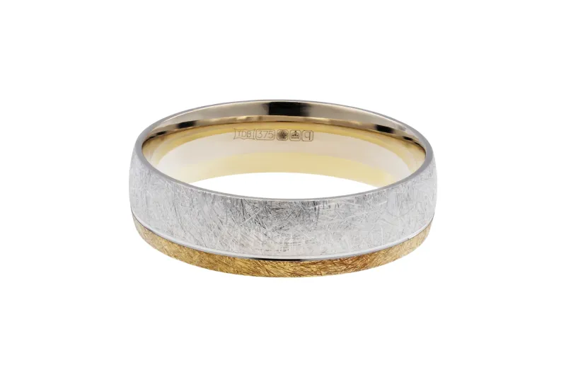 9ct White and Yellow Gold Wedding Band 4.6g