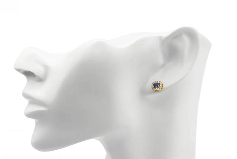 14ct Yellow Gold Diamond & Sapphire Stud Earrings 0.76ct