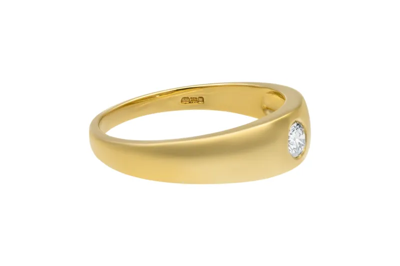 18ct Yellow Gold 0.25ct Diamond Ring Rubover Setting