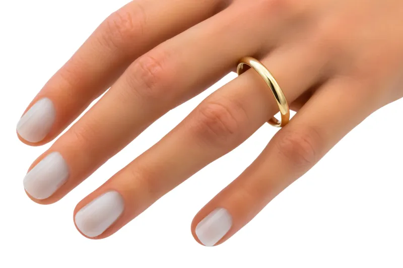 18ct Yellow Gold D-Shape Matte Wedding Band 3mm