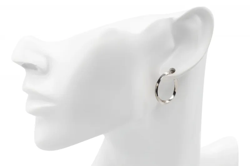 9ct White Gold Knife Edge Hoop Earrings 1.3g
