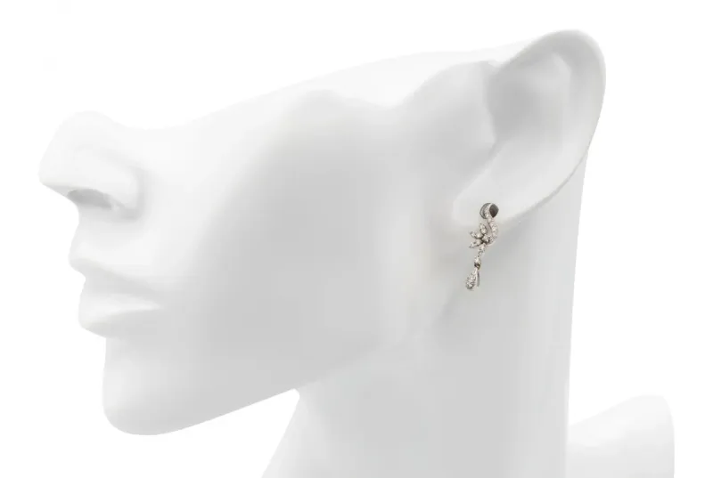 18ct White Gold Diamond Floral Drop Earrings 0.62ct