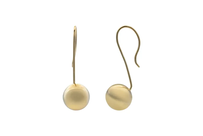 9ct Yellow Gold Euroball Drop Down Earrings 2.5g