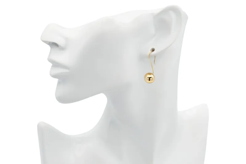 9ct Yellow Gold Euroball Drop Down Earrings 2.5g