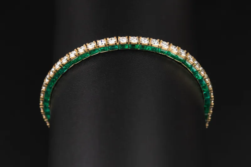 9ct Yellow Gold Lab Grown Brilliant and Emerald Cut Diamond Bracelet 5.27ct