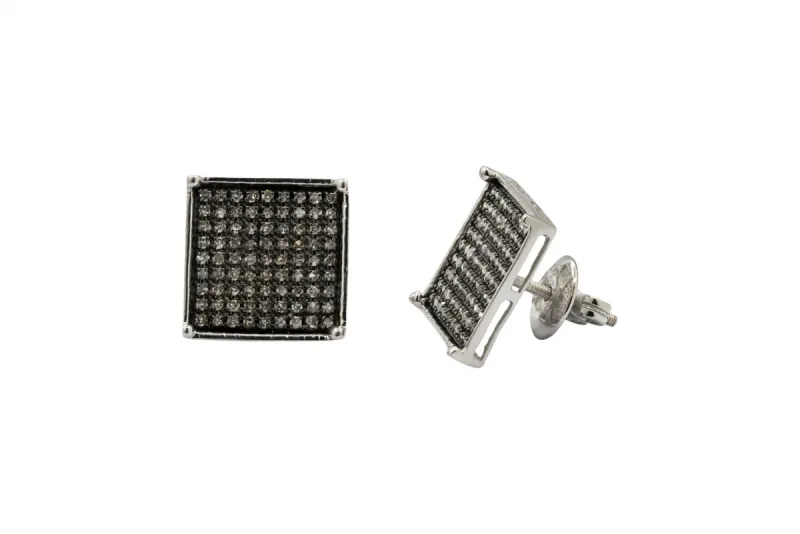 9ct White Gold Diamond Square Stud Earrings 0.25ct