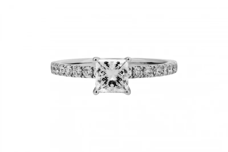Platinum Diamond Princess Cut Engagement Ring 0.75ct GIA Certified