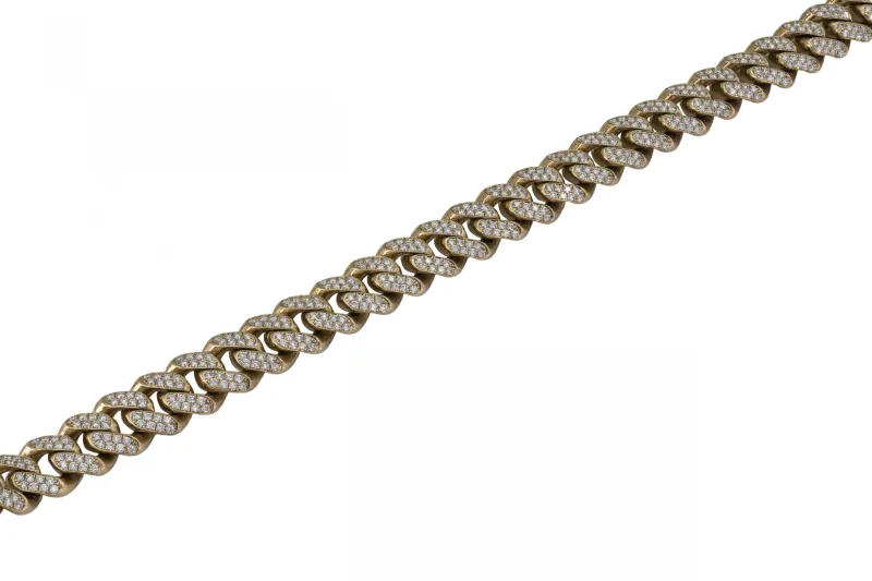 9ct Yellow Gold Diamond Cuban Bracelet 4.4ct VS