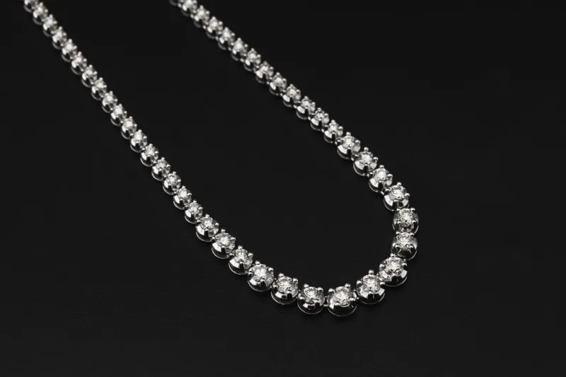 9ct White Gold Graduated Diamond Tennis Necklace 10.72ct
