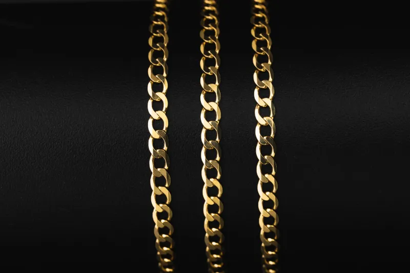 9ct Yellow Gold Flat Curb Chain 18" 3.3mm 5.5g