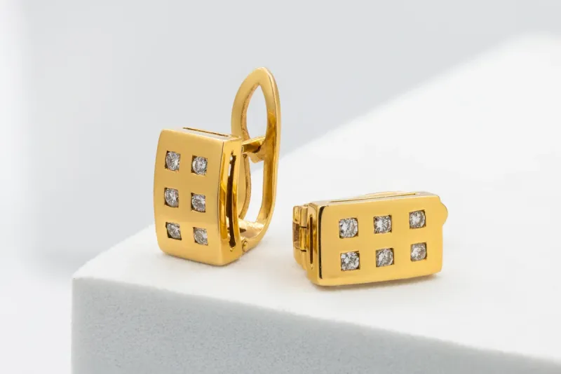 18ct Yellow Gold Diamond Cluster Stud Earrings 0.36ct