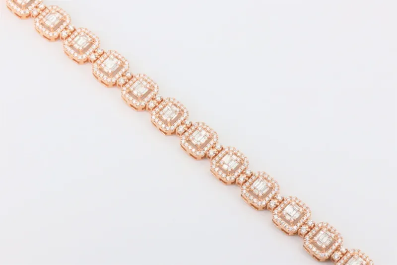18ct Rose gold Baguette & Brilliant cut VS diamond Bracelet