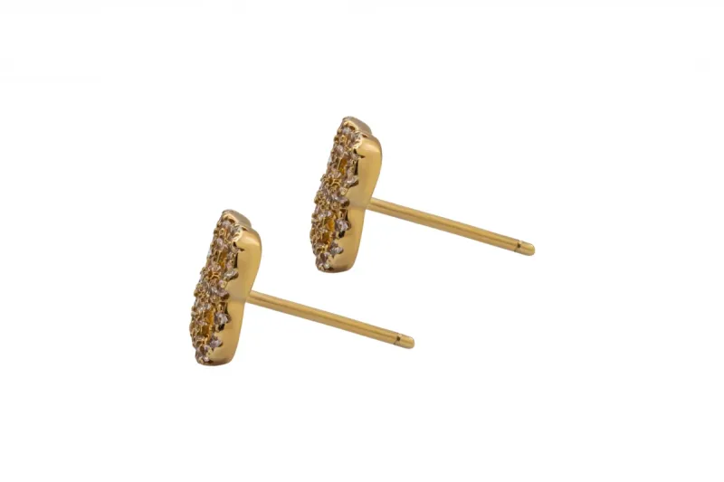 9ct Yellow Gold Open Clover CZ Stud Earrings 1.8g