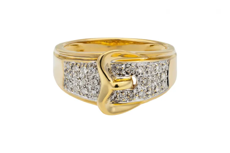18ct Yellow Gold Belt Diamond Ring 0.15ct 6.1g
