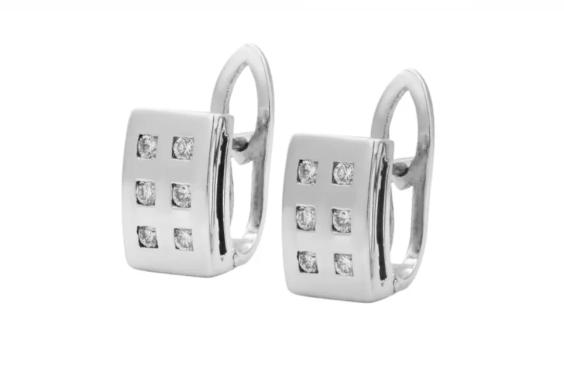 18ct White Gold Princess Cut Diamond Drop Earrings 0.36ct