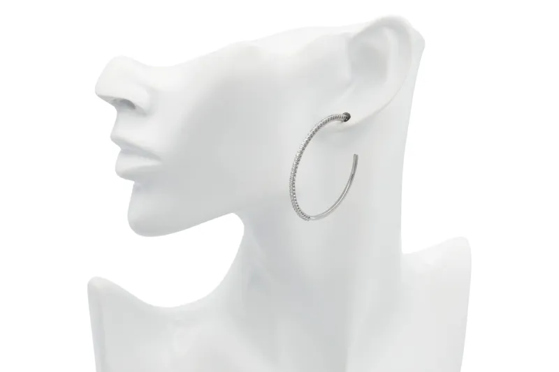 18ct White Gold Diamond Large Hoop Earrings 0.46ct