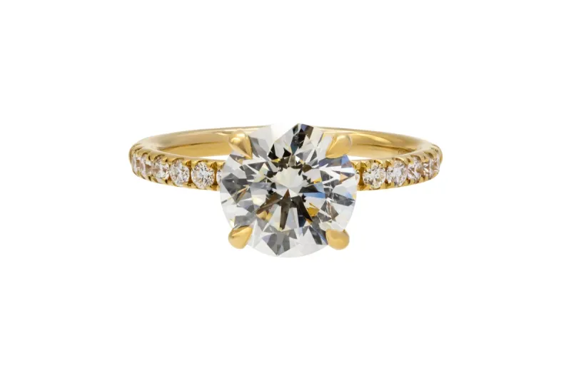 18ct Yellow Gold Diamond Hidden Halo Engagement Ring 2.21ct GIA Certified