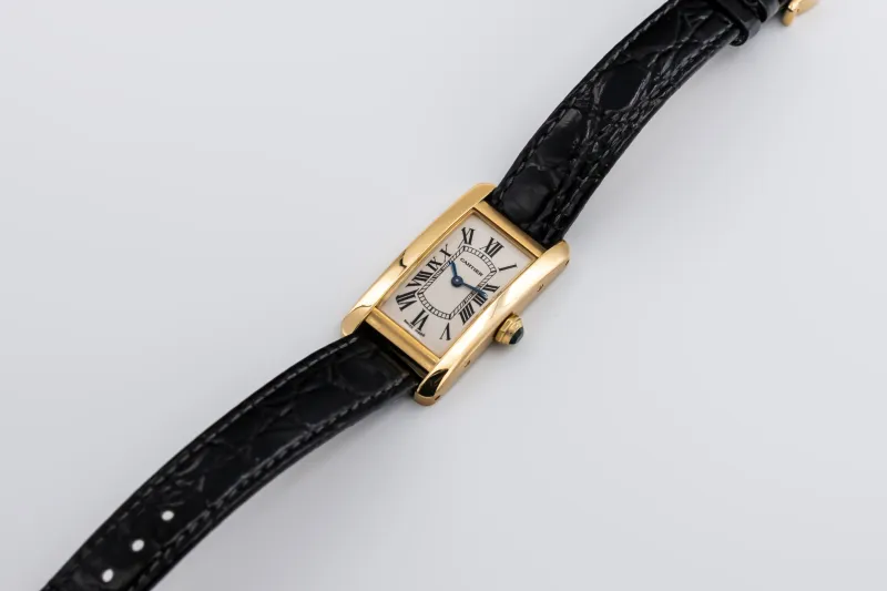Cartier Tank Americaine 19mm Black Leather W2601556 Circa 2000s