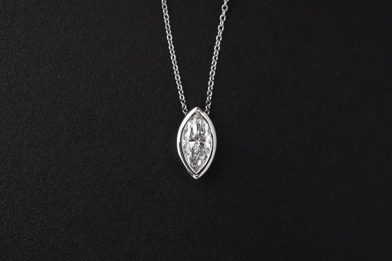 Sterling Silver Lab Grown Marquise Cut Diamond Necklace 1.08ct