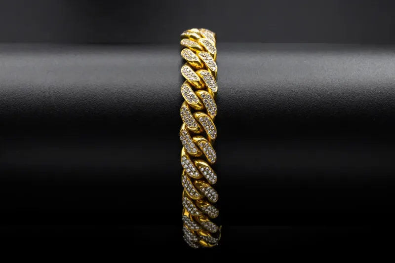 9ct Yellow Gold Diamond Cuban Bracelet 6.5cts VS