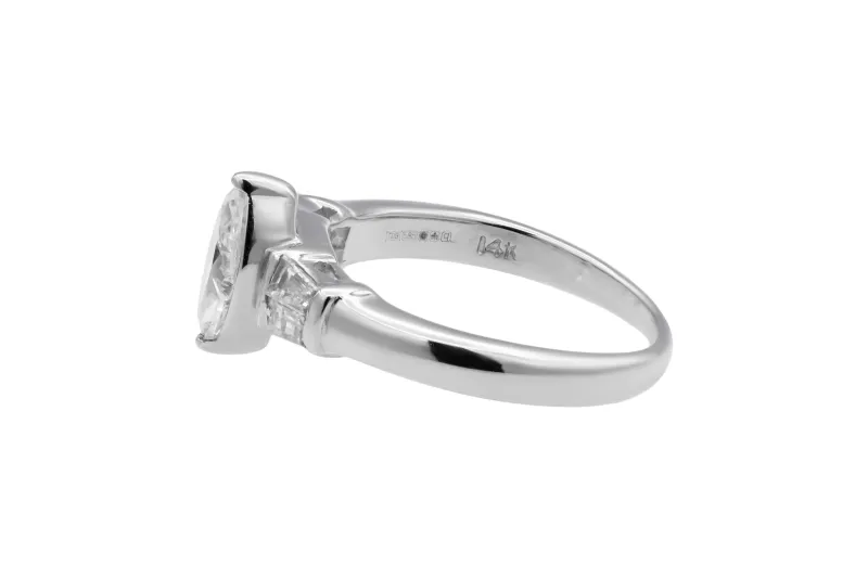 14ct White Gold Marquise & Baguettes Engagement Ring 1.00ct