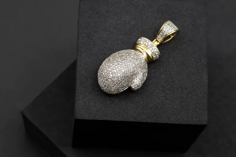 9ct Yellow Gold Boxing Glove Diamond Pendant 1.06cts