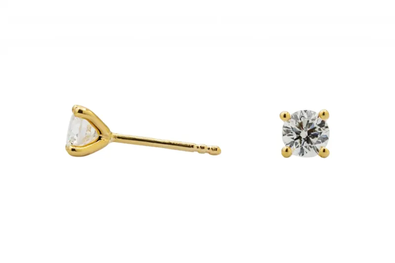 18ct Yellow Gold Brilliant Cut Diamond Stud Earrings 0.70ct