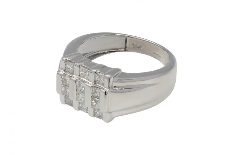 14ct White Gold Princess Cut Diamond Cluster Ring 0.72ct