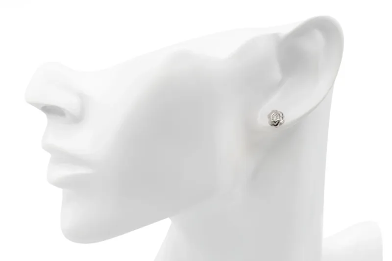 18ct White Gold Floral Diamond Stud Earrings 0.20ct