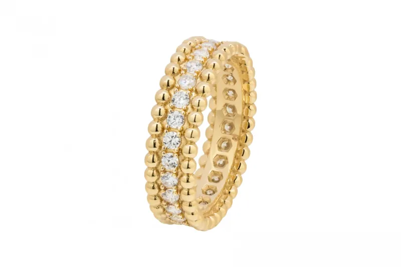 9ct Yellow Gold Double Row Milgrain Design CZ Band 4.2g